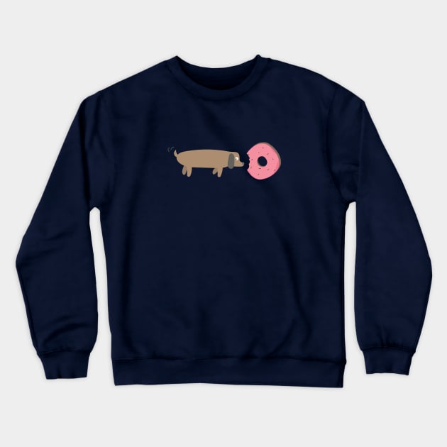 Dog Eating a Donut Crewneck Sweatshirt by Spindriftdesigns